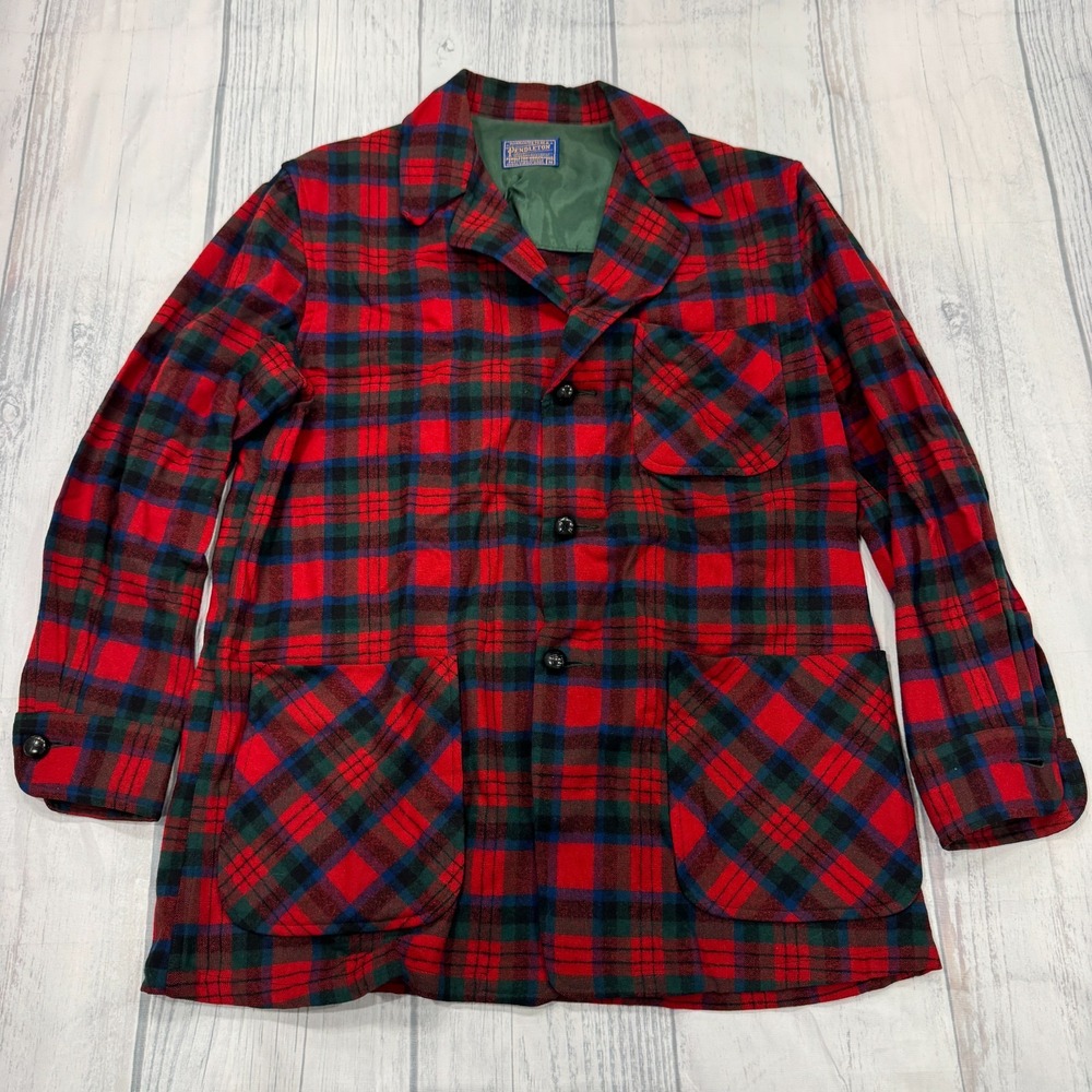 VTG Pendleton Buffalo Plaid Wool Jacket M Outdoors Warm Mens‎